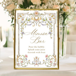 Póster Ornate Victorian Grace Floral Mimosa Bar Rótulo