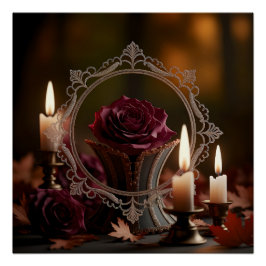 Póster Ornate Victorian Mirror Purple Rosa Candlelight