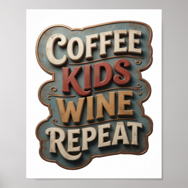 Póster Oro Afilado CAFE NIÑOS VINO REPITE (Frente)