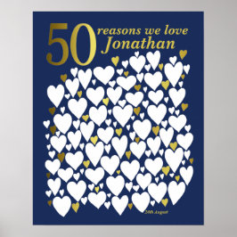 Póster Oro Azul Cumpleaños 50 50 Razones Te Queremos