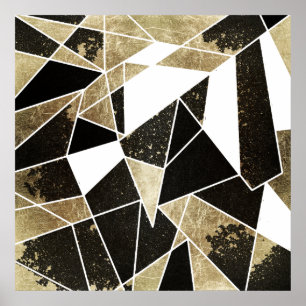 Póster Oro blanco y falso negro rústico moderno
