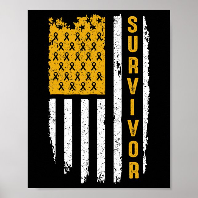 Póster Oro De Concienciación Sobre El Cáncer Infantil Par (Frente)