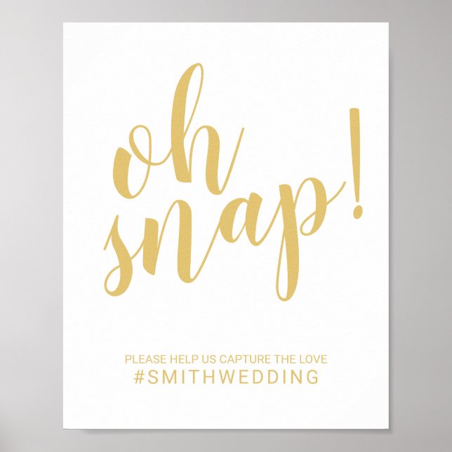 Póster Oro de guión moderno Oh Rótulo de Boda Snap (Frente)