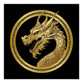 Póster Oro Dragon Wall Art-