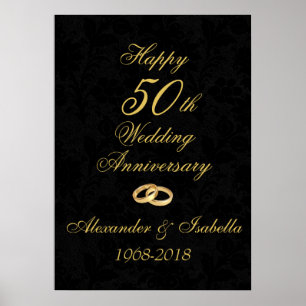 Póster Oro en el 50° aniversario del Boda negro