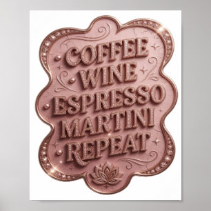 Póster Oro Impactante REPETIR MARTINI DE CAFÉ CON VINO ES