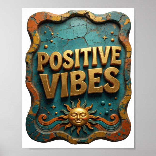 Póster Oro intenso VIBRAJES POSITIVOS (Frente)