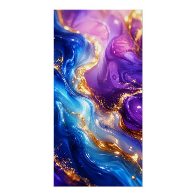 Póster Oro Líquido Arte de Mármol de Lujo (Anverso)