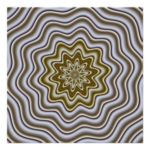 Póster Oro Líquido y Mandala Metálico Hipnótico de Onda d