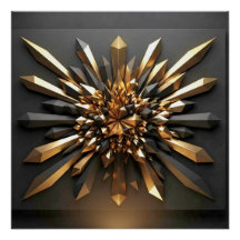 Oro Lujoso y Cristal Oscuro Glos Geométrico 3D