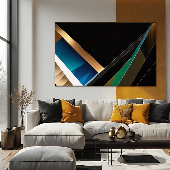 Póster Oro Moderno Teal Abstracto Geométrico 3D (Subido por el creador)