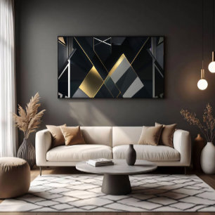 Póster Oro Moderno y Abstracto Negro