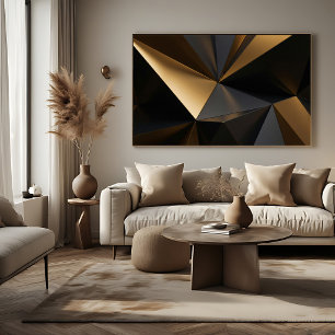 Póster Oro Negro Abstracto Geométrico Lujoso