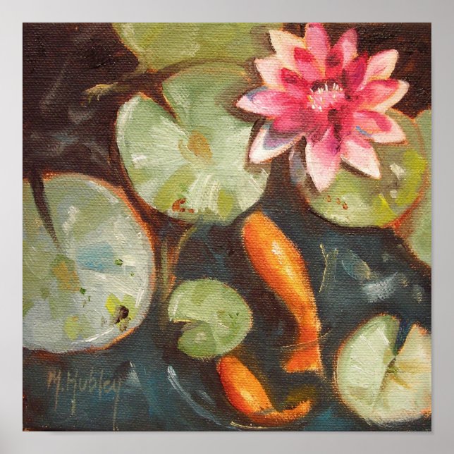 Póster Oro Pescado Koi Pond Water Lilis (Frente)
