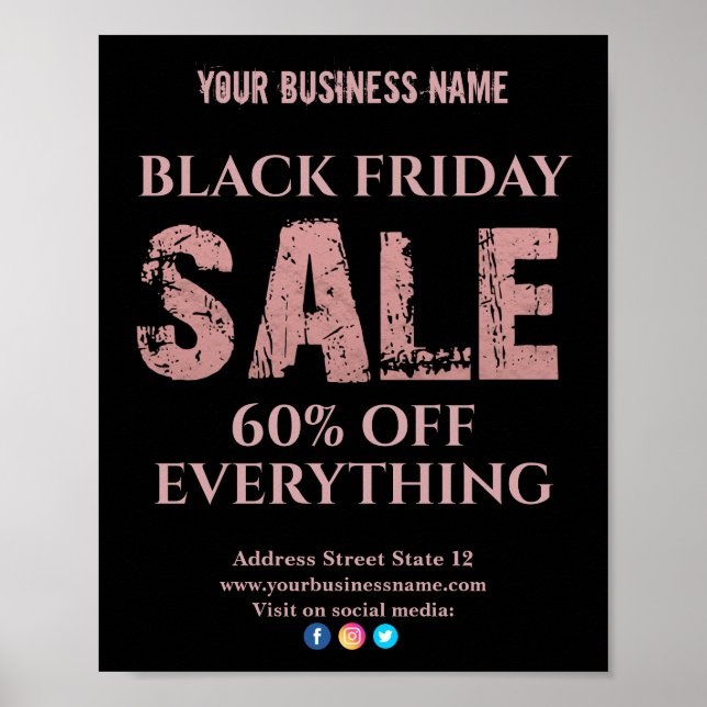 Póster Oro Rosa de venta Tipografía (Frente)