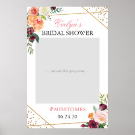 Póster Oro Rubor Floral rosa ducha de novia foto Prop.