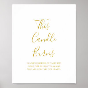 Póster Oro simple y elegante Esta Vela quema Rótulo Boda