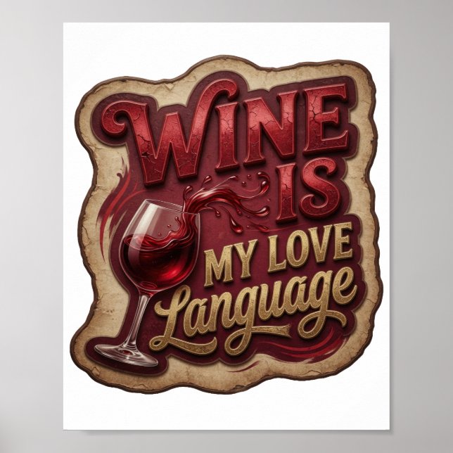 Póster Oro Snappy EL VINO ES MI LENGUAJE DE AMOR (Frente)