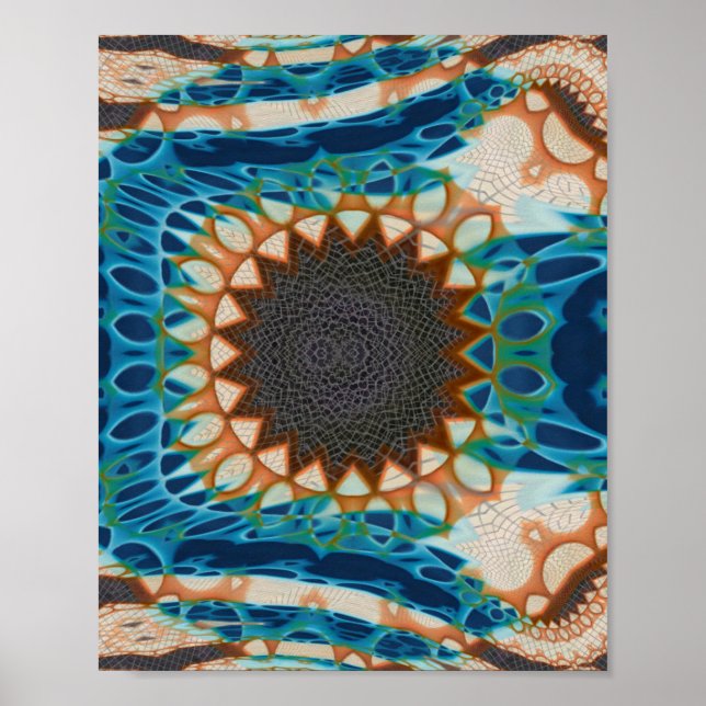 Póster Oro turquesa Sol Southwestern Art (Frente)