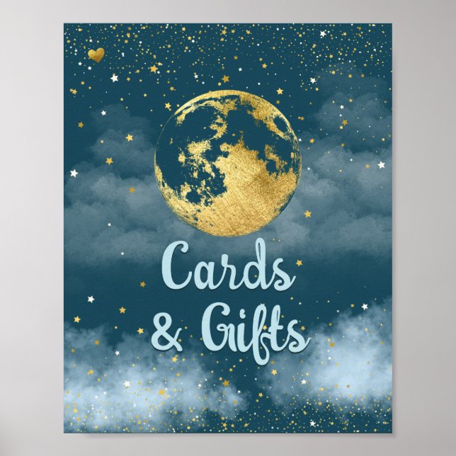 Póster Oro verde azulado sobre la luna y estrena el Rótul (Frente)