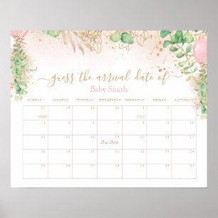 Póster Oro Verde Brillante Adivina Fecha de Llegada del B