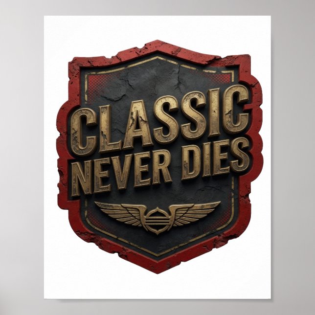 Póster Oro Vibrante CLÁSICO NUNCA MUERE (Frente)