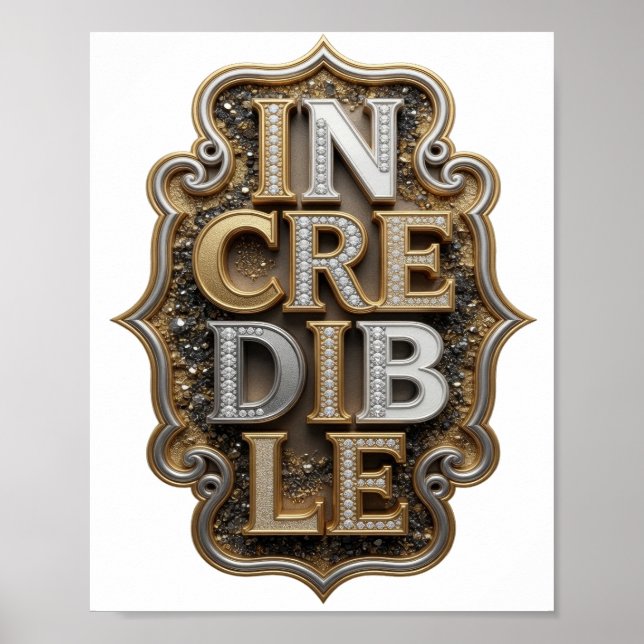 Póster Oro Vibrante DISEÑO Gráfico INCREÍBLE (Frente)