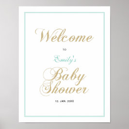 Póster Oro y menta | Signo de bienvenida Baby Shower de u