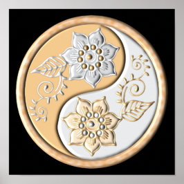 Póster Oro y plata Yin Yang 