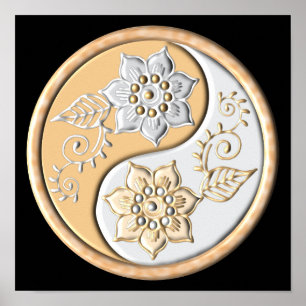 Póster Oro y plata Yin Yang