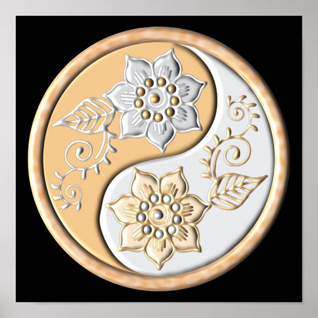 Póster Oro y plata Yin Yang  (Frente)