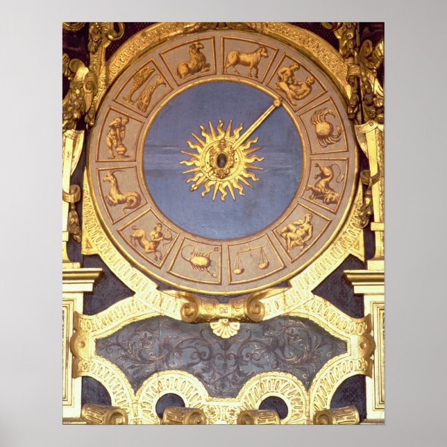 Póster Orologio Zodicale (Reloj Zodiaco) (fresco y dorado (Frente)