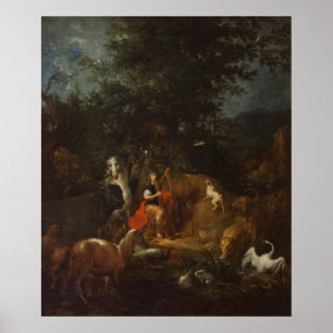 Póster Orpheus with Animals in a Landscape, before 1720
