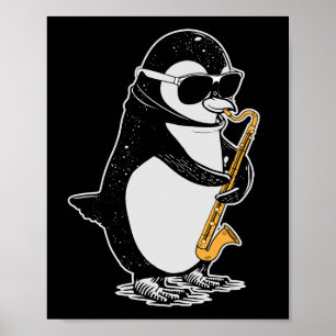 Póster Orquesta musical de niños con regalo de pingüino B