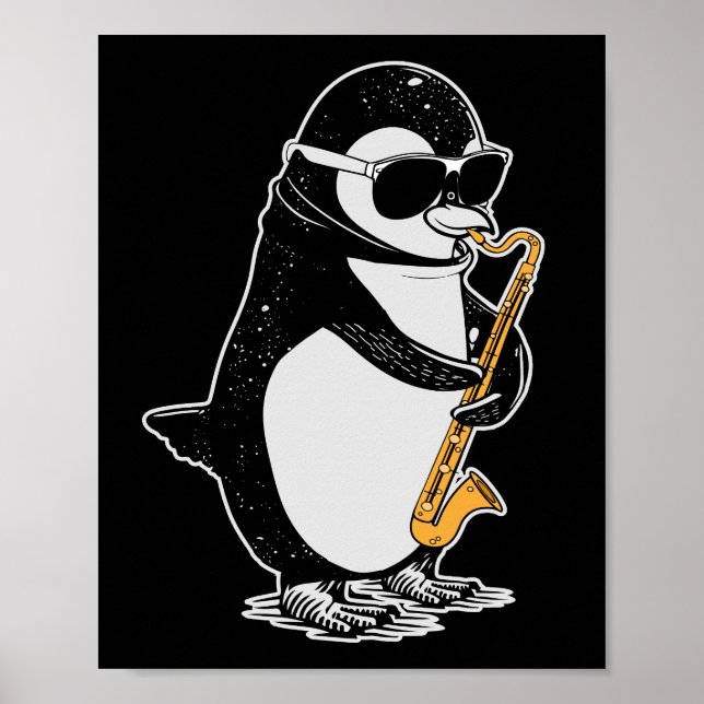 Póster Orquesta musical de niños con regalo de pingüino B (Frente)