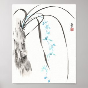 Póster Orquídea Azul en el Viento