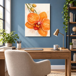 Póster Orquídea Botánica de la Polilla de Flor Única