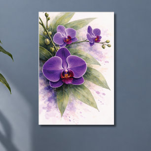 Póster Orquídea Botánica Púrpura