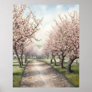Póster Orquídea de Apple en acuarela en flor