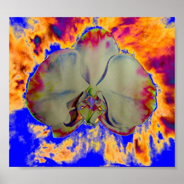 Póster Orquídea de fuego, pintura tropical abstracta de f (Frente)