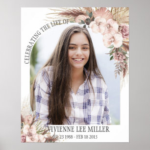 Póster Orquídea de hierba de Pampas Foto floral Funeral M