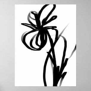Póster Orquídea en blanco y negro abstracto