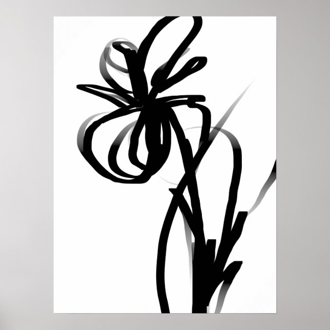 Póster Orquídea en blanco y negro abstracto (Frente)
