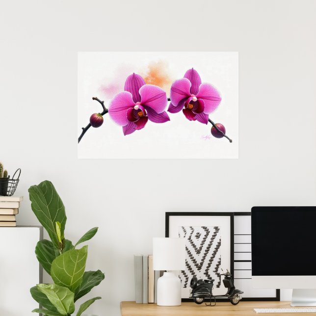 Póster Orquídea Flor de Amanecer (Oficina en casa)