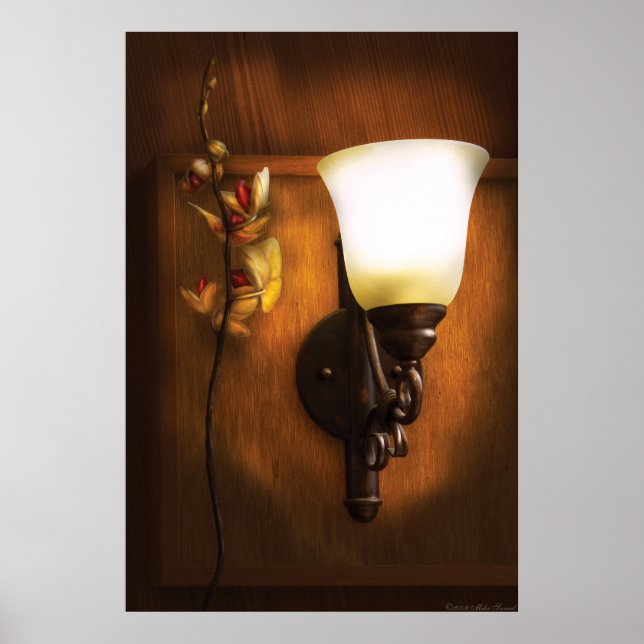 Póster Orquídea - Junto a una lámpara cercana (Frente)