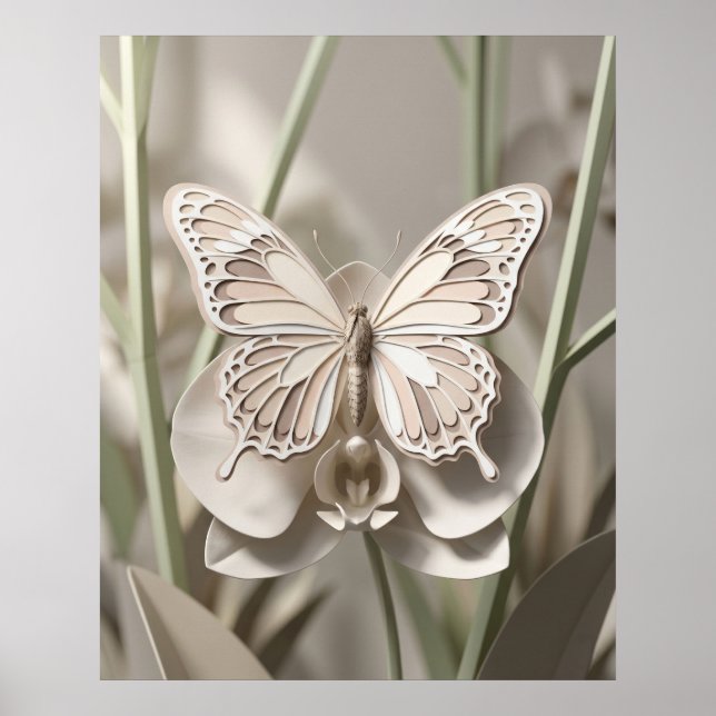Póster Orquídea Mariposa de Cartulina (Frente)