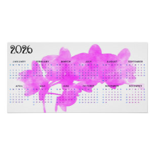 Póster Orquídea sobre fondo blanco calendario 2026