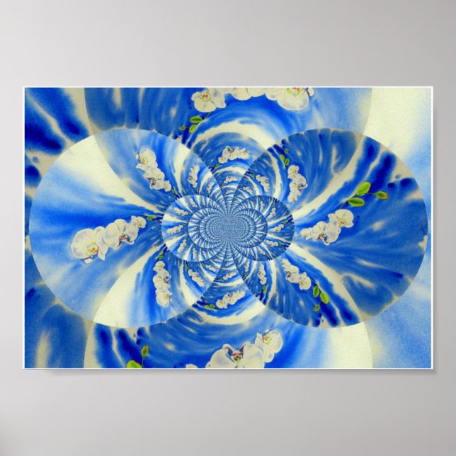 Póster Orquídea Watercoloración, brisa, nubes Mandala (Frente)