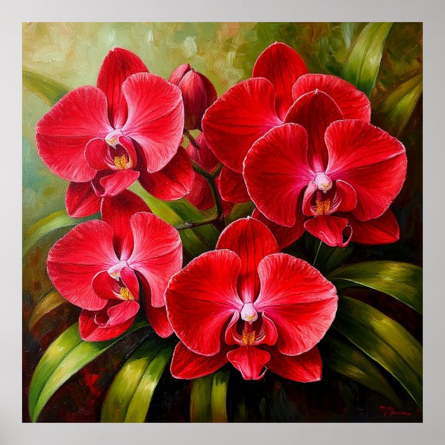 Póster Orquídeas Hermosas en una Composición Artística (Frente)
