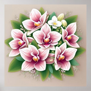 Póster Orquídeas rosadas elegantes en floración